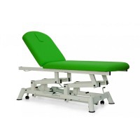 Hydraulic examination stretcher: two bodies with roll holder, facial cap and retractable wheels