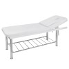 Ilim beauty treatment table: fixed chromed structure with two bodies, manual backrest tilt and facial hole