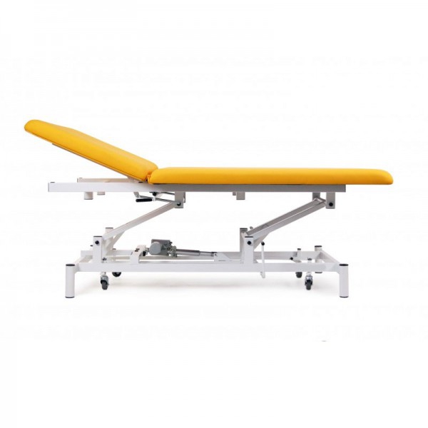 Bobath electric stretcher: two bodies, with reclining backrest and retractable wheels Bobath electric stretcher: two bodies, with reclining backrest and retractable wheels