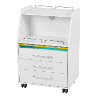 Blanca Spin wooden cart: Equipped with three drawers, sterilizer and removable central tray Blanca Spin wooden cart: Equipped with three drawers, sterilizer and removable central tray