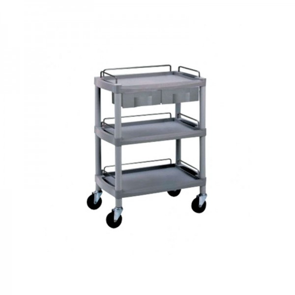 OK Farma2 cart: with three shelves and two drawers, protective railings and safety wheels OK Farma2 cart: with three shelves and two drawers, protective railings and safety wheels