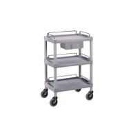 OK Farma4 cart: with three shelves and a drawer, protective rails and safety wheels