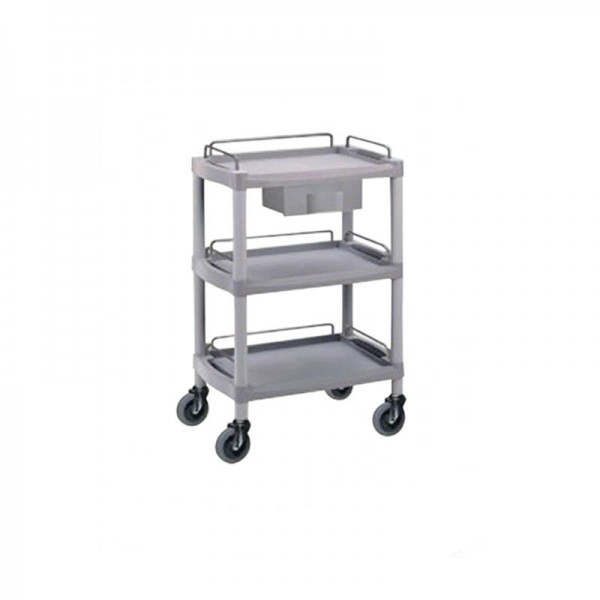 OK Farma4 cart: with three shelves and a drawer, protective rails and safety wheels OK Farma4 cart: with three shelves and a drawer, protective rails and safety wheels