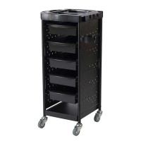 Metallic Barber Trolley with Roller Wheels: Five removable drawers and upper tray with compartments