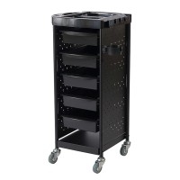 Metallic Barber Trolley with Roller Wheels: Five removable drawers and upper tray with compartments Metallic Barber Trolley with Roller Wheels: Five removable drawers and upper tray with compartments