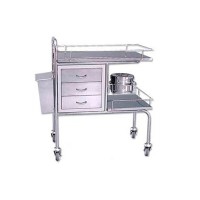 Priest trolley with three drawers and waste bin: made of chromed steel (80 x 45 x 80 cm)