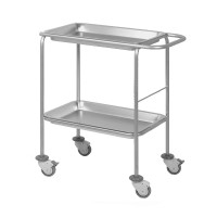 Stainless steel trolley with two removable trays