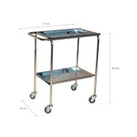 Stainless steel dressing trolley without bucket and without cylinder holder (Two models available)