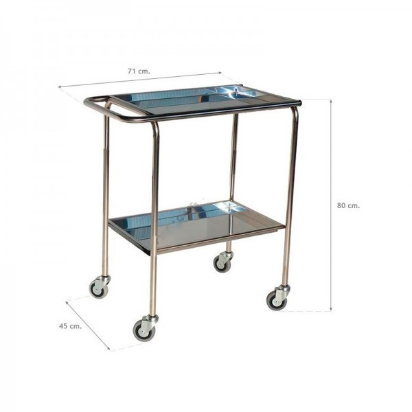 Stainless steel dressing trolley without bucket and without cylinder holder (Two models available)