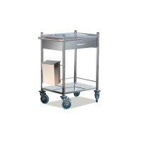 Stainless steel emergency trolley with an upper drawer and shelves (Two models available)