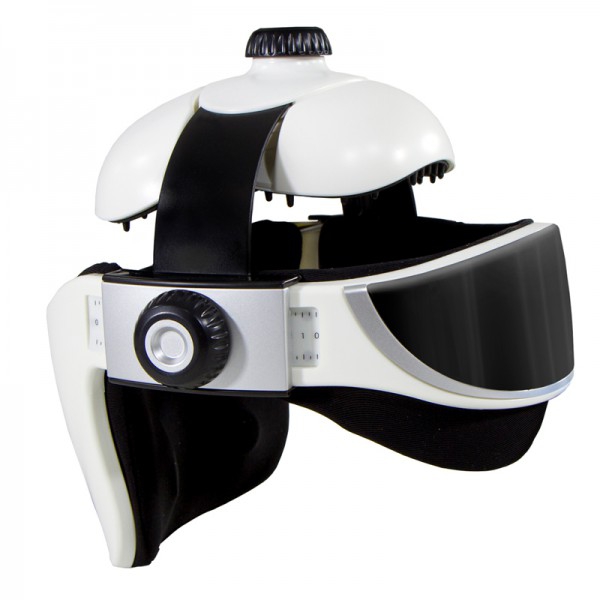 Massage helmet and glasses by air Aura: Full cranial massage