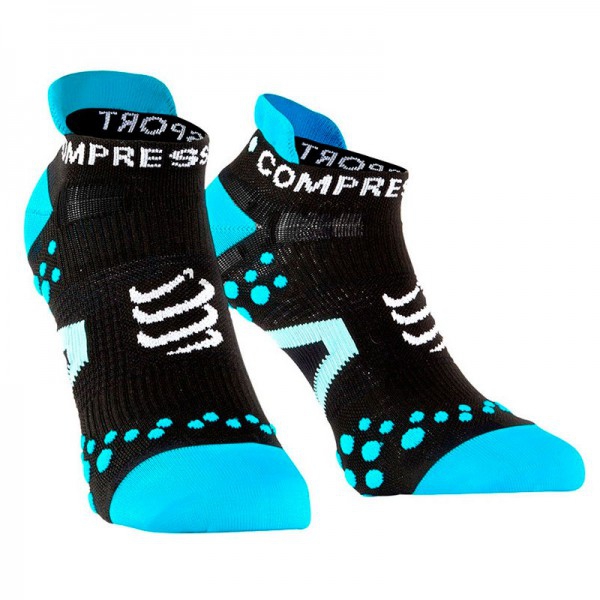 Compressport Pro Racing Socks V2.1 - Low Cut Ultra Technical Running Socks - Black/Blue
