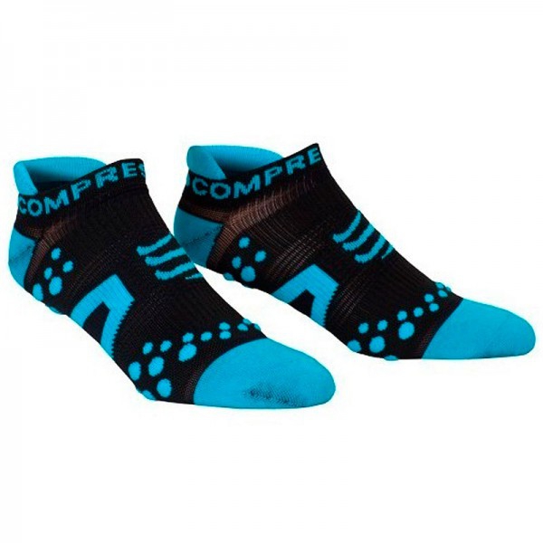 LAST SIZES - Compressport Pro Racing Socks V2 Run Low Cut - Ultra Low Technical Socks - Color Black-Blue - Size T1 (34-36 cm)