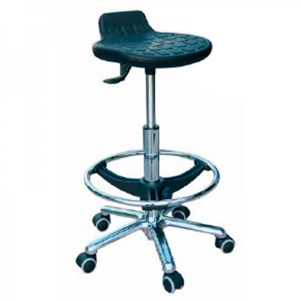 Kinefis Elite polyurethane stool: Backless, with footrest ring and high height of 59 - 84 cm