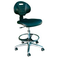 Kinefis Elite polyurethane stool: With backrest, footrest ring and high height of 59 - 84 cm