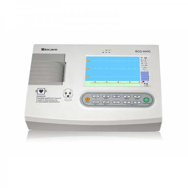 Veterinary 1-channel electrocardiograph, 3 + R or 6/7 + R, chosen by the veterinarian TFT color screen 7''