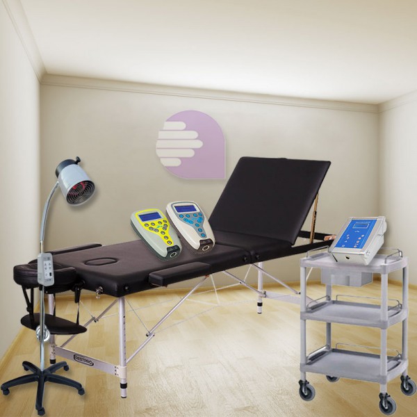 Essence Physiotherapy cabinet New Age: Contains stretcher, magnet therapy, electrotherapy, ultrasound, laser, lamp and cart