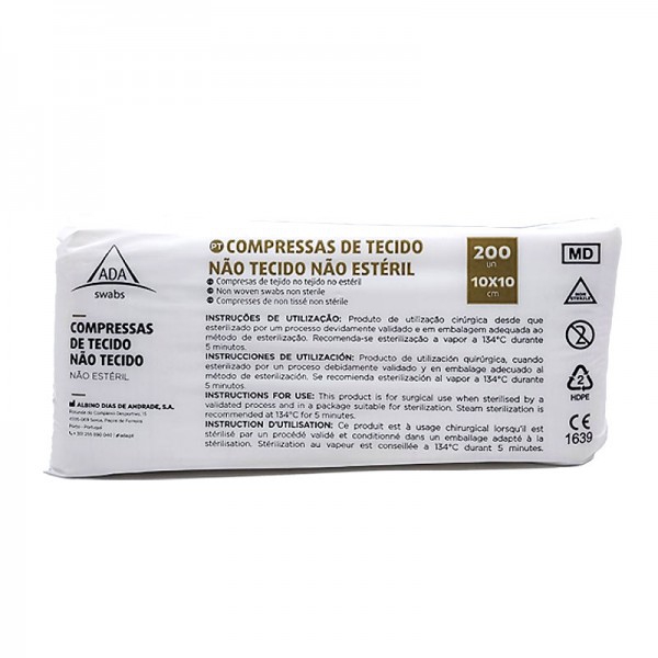 Non-sterile Non-woven Gauze: Open 20 x 20 cm, Folded 10 x 10cm (200 units) Non-sterile Non-woven Gauze: Open 20 x 20 cm, Folded 10 x 10cm (200 units)