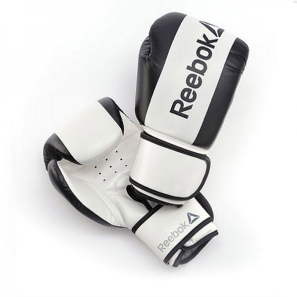 Reebok Boxing Leather Gloves: Color white / black