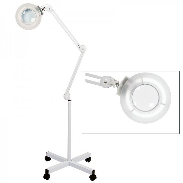 Broad fluorescent light magnifying lamp with three magnifications (rollable base)