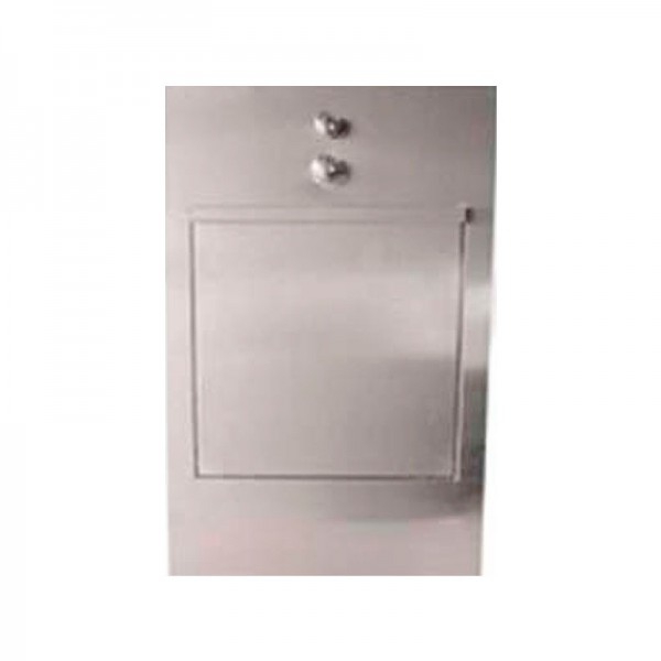 Wall-mounted wedge washer with fluxor and timed stamping tank: made of stainless steel with wedge support inside (45 x 30 x 75 cm) Wall-mounted wedge washer with fluxor and timed stamping tank: made of stainless steel with wedge support inside (45 x 30 x 75 cm)