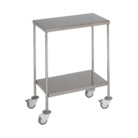 Auxiliary table for instruments made of stainless steel with two smooth shelves (60 x 40 x 80 cm)