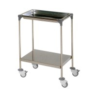 Auxiliary table for instruments with removable upper tray and smooth lower shelf