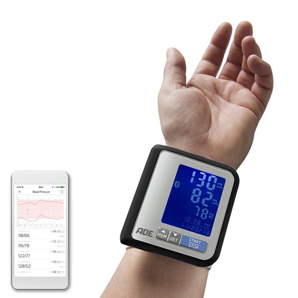 ADE Smart Wrist Blood Pressure Monitor: Tensiometer with Data Management in FITvigo application