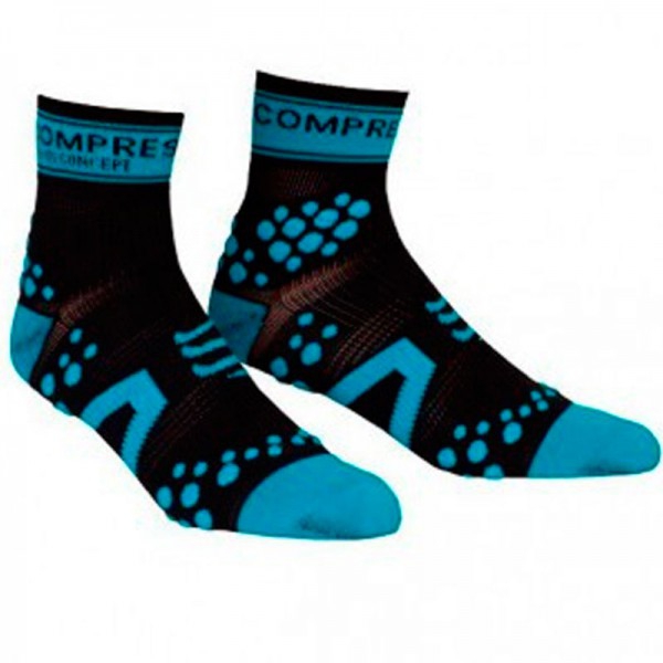 Final Pro Season Socks - High Tech Compressport Pro Racing Socks V2 Run High Cut Socks - Black-Blue Color - SIZE: T1 (34-36cm)