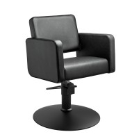 Class R Hairdressing Chair: Comfort, durability and high quality, square lines with a round base in matt black