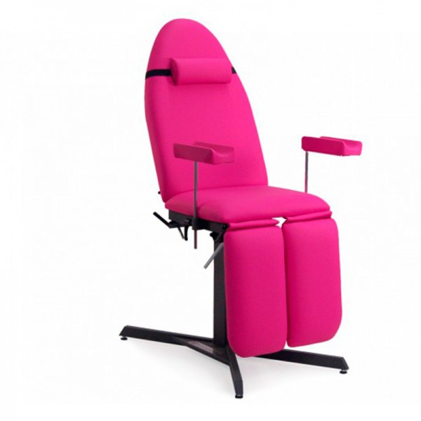 Fixed-height tattoo stretcher chair: three bodies, with adjustable extraction arms, independent leg supports and cervical cushion