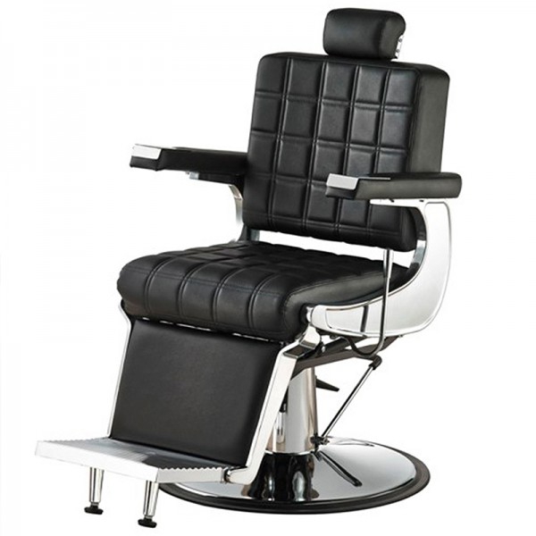 Bessone barber chair: reclining backrest, high quality upholstery and heavy duty hydraulic pump Bessone barber chair: reclining backrest, high quality upholstery and heavy duty hydraulic pump