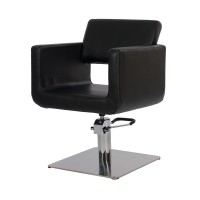 Ball Hairdressing Chair: Square lines, sober and elegant, with armrests and chrome base
