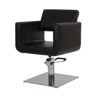 Ball Hairdressing Chair: Square lines, sober and elegant, with armrests and chrome base Ball Hairdressing Chair: Square lines, sober and elegant, with armrests and chrome base