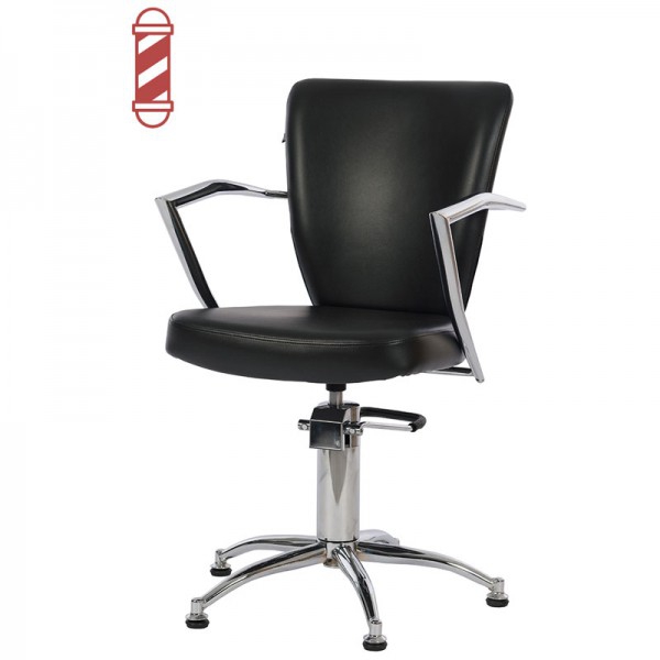 Gardner Hairdressing Chair: Chrome armrests and star base with wheels