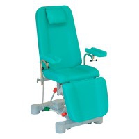 Chair for blood extractions: Steel structure, hydraulic height adjustable and electric tilt seat (colors available)