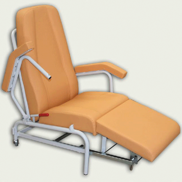 Kinefis Dynamic geriatric clinical ergonomic chair with folding seat, backrest and armrests, two rear swivel wheels