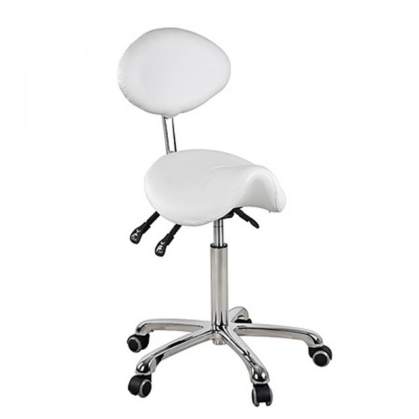 Dynamic Pony Type Beauty Stool: Ergonomic and elegant design and three pistons that regulate the height and inclination of the backrest and seat Dynamic Pony Type Beauty Stool: Ergonomic and elegant design and three pistons that regulate the height and inclination of the backrest and seat