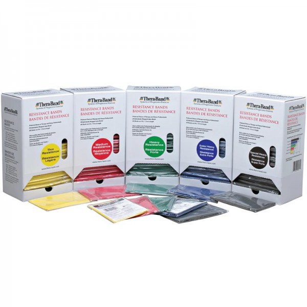 Thera Band Dispenser: Box with 30 individually packed 1.5 meter elastic bands Thera Band Dispenser: Box with 30 individually packed 1.5 meter elastic bands