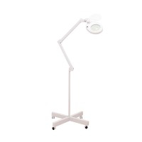 Magni+ LED cold light lamp with 5x magnifying glass: Base with four wheels, articulated arm and lens protection