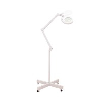 Magni+ LED cold light lamp with 5x magnifying glass: Base with four wheels, articulated arm and lens protection Magni+ LED cold light lamp with 5x magnifying glass: Base with four wheels, articulated arm and lens protection