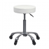 Silent Fast stool without backrest and height adjustable by gas piston: Flat and circular seat, chrome base with five silent wheels (Beige and White) - Color: White - Reference: A26.WKST003 Silent Fast stool without backrest and height adjustable by gas piston: Flat and circular seat, chrome base with five silent wheels (Beige and White) - Color: White - Reference: A26.WKST003