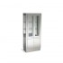 Floor display cabinet with four stainless steel doors and two tempered glass shelves - Measures: 60x30x140 - Reference: 6034.I.T