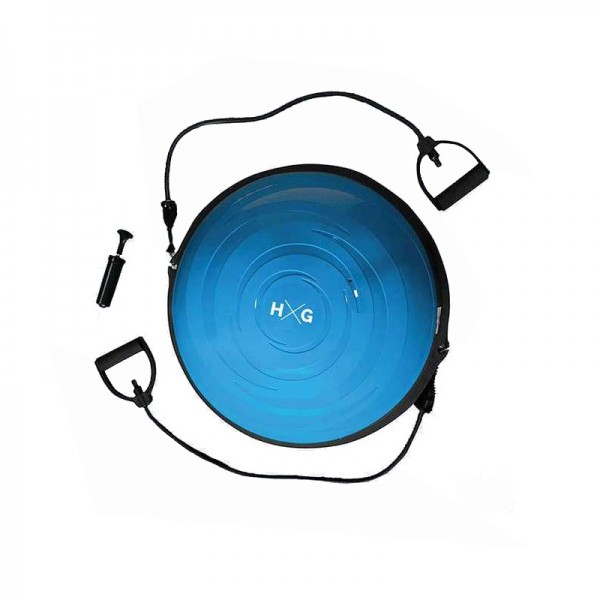 Bosu ball Kinefis with inflator and HxG rubber bands - Blue color (58 x 20 cm)
