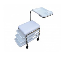 Brevis Manicure Stool: Three Storage Drawers and Rotating Hand Rest Side Support (Black) Brevis Manicure Stool: Three Storage Drawers and Rotating Hand Rest Side Support (Black)