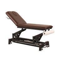 Ecopostural electric stretcher: two bodies, with black connecting rod structure and T13 head, reclining 15º in negative (62 x 188 cm)