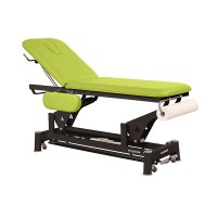 Ecopostural electric stretcher: two bodies with black connecting rod structure, folding arms and T13 head (62 x 188 cm)