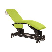 Ecopostural electric stretcher: three sections, with folding arms, black connecting rod structure and T13 head, reclining negatively up to 10º (62 x 198 cm)
