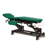 Multifunctional Ecopostural electric stretcher: three bodies with black connecting rod structure, folding arms and T05 head (50 x 198 cm)