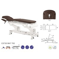 Ecopostural multifunctional hydraulic stretcher: three bodies, with white connecting rod structure and facial hole (62 x 200 cm)